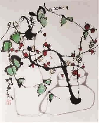 杨正新绘《瓶花》